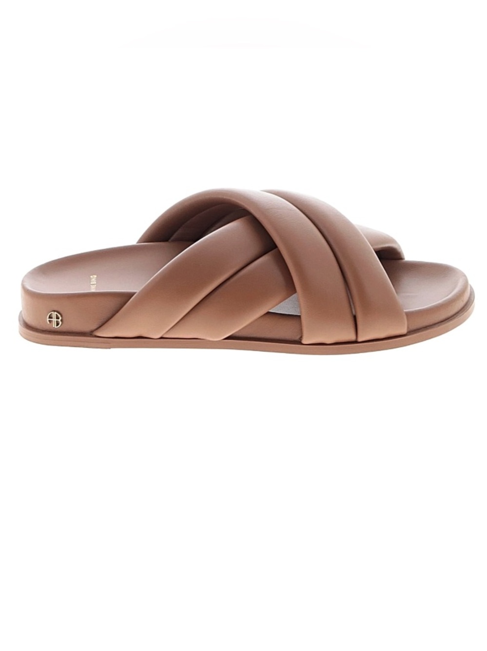 Anine Bing Lizzie Slides in Cognac size 39 Brown Tan Sandals Criss Cross